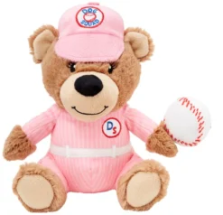 Frisco Baseball Bear Plush Squeaky Dog Toy, Pink
