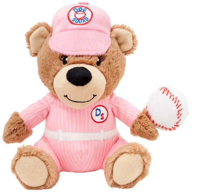 Frisco Baseball Bear Plush Squeaky Dog Toy, Pink 3 Frisco Baseball Bear Plush Squeaky Dog Toy, Pink