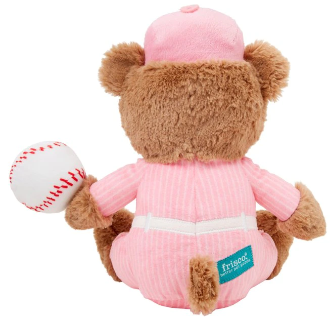 Frisco Baseball Bear Plush Squeaky Dog Toy, Pink 5 Frisco Baseball Bear Plush Squeaky Dog Toy, Pink - Image 3