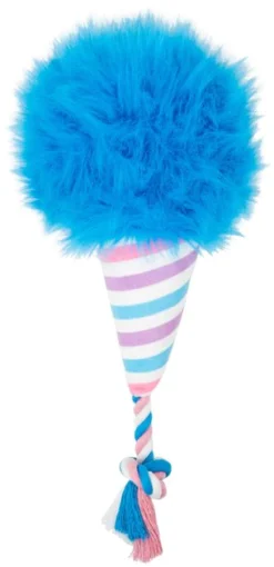 Frisco Baseball Cotton Candy Plush with Rope Squeaky Dog Toy