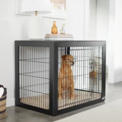 Frisco Double Door Furniture Style Dog Crate, Black
