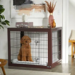 Frisco Double Door Furniture Style Dog Crate, Brown