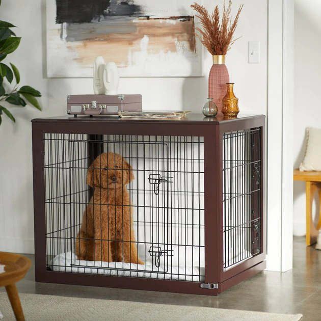 Frisco Double Door Furniture Style Dog Crate, Brown 3 Frisco Double Door Furniture Style Dog Crate, Brown