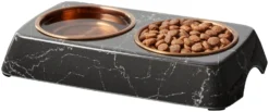 Frisco Copper Stainless Steel Double Dog & Cat Bowls with Black Marble Stand, 0.75 Cups -FRISCO Sales 253058 PT3. SY630 V1616593931