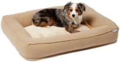Frisco Faux Felt Orthopedic Rectangular Bolster Dog Bed w/Removable Cover