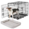 Frisco Fold & Carry Double Door Collapsible Wire Dog Crate & Frisco Gray Basket Weave Dog Crate Mat -FRISCO Sales 255477 MAIN. SY630 V1604096520