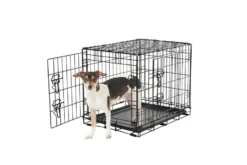Frisco Fold & Carry Double Door Collapsible Wire Dog Crate & Frisco Gray Basket Weave Dog Crate Mat -FRISCO Sales 255477 PT2. SY630 V1604096794