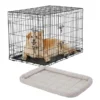 Frisco Fold & Carry Double Door Collapsible Wire Dog Crate, 36 inch & Frisco Gray Basket Weave Dog Crate Mat, 36-in