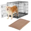 Frisco Heavy Duty Fold & Carry Double Door Collapsible Wire Dog Crate & Frisco Micro Terry Dog Crate Mat, Taupe -FRISCO Sales 255535 MAIN. SY630 V1604073129