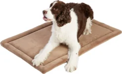 Frisco Heavy Duty Fold & Carry Double Door Collapsible Wire Dog Crate & Frisco Micro Terry Dog Crate Mat, Taupe -FRISCO Sales 255535 PT4. SY630 V1604073130