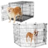 Frisco Heavy Duty Fold & Carry Double Door Collapsible Wire Dog Crate & Frisco Wire Dog Exercise Pen with Step-Through Door, Black
