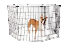 Frisco Heavy Duty Fold & Carry Double Door Collapsible Wire Dog Crate & Frisco Wire Dog Exercise Pen with Step-Through Door, Black -FRISCO Sales 255537 PT4. SY630 V1603646503