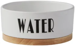 Frisco Ceramic Water Dog & Cat Bowl with Wood Base