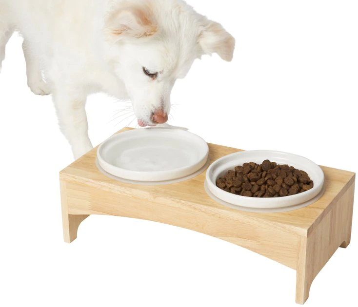 Frisco Ceramic Dog & Cat Double Diner with Elevated Wood Stand, 1.87 Cups 3 Frisco Ceramic Dog & Cat Double Diner with Elevated Wood Stand, 1.87 Cups