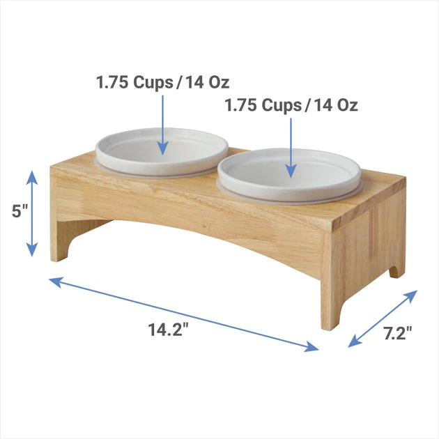 Frisco Ceramic Dog & Cat Double Diner with Elevated Wood Stand, 1.87 Cups 4 Frisco Ceramic Dog & Cat Double Diner with Elevated Wood Stand, 1.87 Cups - Image 2
