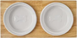 Frisco Ceramic Dog & Cat Double Diner with Elevated Wood Stand, 1.87 Cups 12 Frisco Ceramic Dog & Cat Double Diner with Elevated Wood Stand, 1.87 Cups -FRISCO Sales 256052 PT5. SY630 V1615313559
