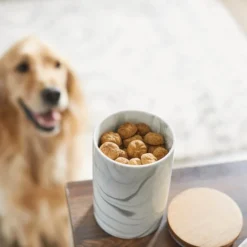 Frisco Ceramic Marble Print Treat Jar with Wood Lid -FRISCO Sales 256054 PT4. SY630 V1615312595