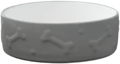 Frisco Bones Non-skid Ceramic Dog & Cat Bowl, Gray