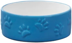 Frisco Paw Prints Non-skid Ceramic Dog & Cat Bowl, Blue