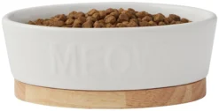 Frisco Oval Meow Non-skid Ceramic Cat Bowl with Wood Base, 1 Cup 11 Frisco Oval Meow Non-skid Ceramic Cat Bowl with Wood Base, 1 Cup -FRISCO Sales 256080 PT3. SY630 V1615312053