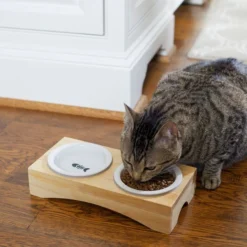 Frisco Double Elevated Cat Bowl with Wood Stand, 0.62 Cup -FRISCO Sales 256082 PT2. SY630 V1615312650