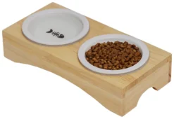 Frisco Double Elevated Cat Bowl with Wood Stand, 0.62 Cup -FRISCO Sales 256082 PT3. SY630 V1615312021