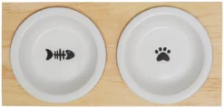 Frisco Double Elevated Cat Bowl with Wood Stand, 0.62 Cup -FRISCO Sales 256082 PT4. SY630 V1615313792