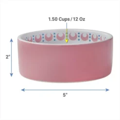 Frisco Kaleidoscope Pattern Non-skid Ceramic Cat Dish, Pink, 1.62 Cup -FRISCO Sales 256086 PT1. SY630 V1616697429