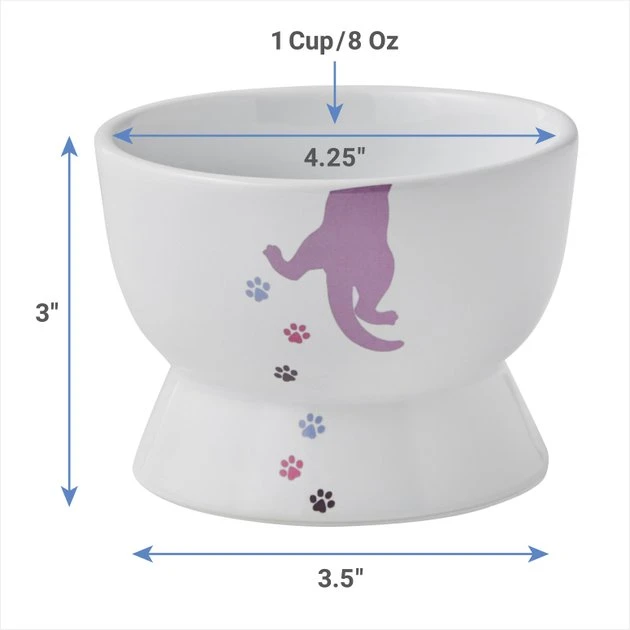 Frisco Cat Print Non-skid Elevated Ceramic Cat Bowl, Short, 1.0 Cup 4 Frisco Cat Print Non-skid Elevated Ceramic Cat Bowl, Short, 1.0 Cup - Image 2