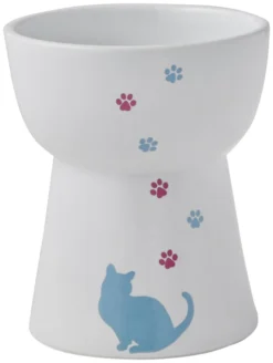 Frisco Cat Print Non-skid Elevated Ceramic Cat Bowl, Tall