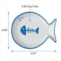 Frisco Fish Shaped Non-skid Ceramic Cat Dish, 0.62 Cups -FRISCO Sales 256109 PT1. SY630 V1616697286
