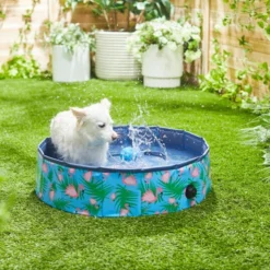 Frisco Outdoor Dog Swimming Pool, Flamingo Print