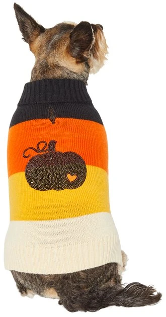 Frisco Colorblock Sequin Pumpkin Dog & Cat Sweater 3 Frisco Colorblock Sequin Pumpkin Dog & Cat Sweater