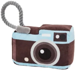 Frisco Road Trip Camera Plush with Rope Squeaky Dog Toy