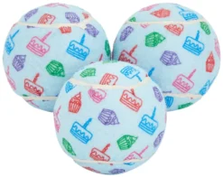 Frisco Birthday Tennis Ball Squeaky Dog Toy, 3 count