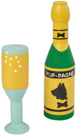 Frisco Champagne & Flute Latex Squeaky Dog Toy, 2 count