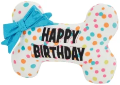 Frisco Birthday Reversible Plush Bone Squeaky Dog Toy