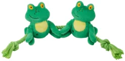 Frisco Magic Frog Plush with Rope Squeaky Dog Toy