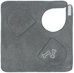 Frisco Embroidered Pawprint Microfiber Dog Bath Cape Towel