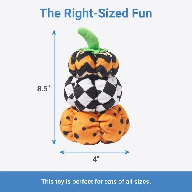 Frisco Halloween Fancy Pumpkin Plush Kicker Cat Toy with Catnip 4 Frisco Halloween Fancy Pumpkin Plush Kicker Cat Toy with Catnip - Image 2