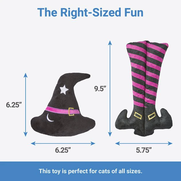 Frisco Halloween Witch Hat & Legs Plush Cat Toy with Catnip, 2 count 4 Frisco Halloween Witch Hat & Legs Plush Cat Toy with Catnip, 2 count - Image 2