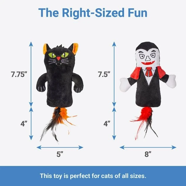 Frisco Vampire & Black Cat Plush Kicker Cat Toy with Catnip, 2 count 4 Frisco Vampire & Black Cat Plush Kicker Cat Toy with Catnip, 2 count - Image 2
