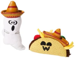 Frisco Halloween Fiesta Ghost & Taco Plush Cat Toy with Catnip, 2 count