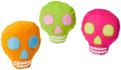 Frisco Colorful Skulls Plush Cat Toy with Catnip, 3 count