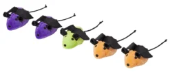 Frisco Halloween Bat Mice Plush Cat Toy with Catnip, 5 count