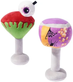 Frisco Halloween Cocktail Plush Squeaky Dog Toy, 2 count
