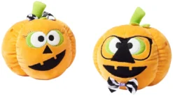 Frisco Halloween Nerdy Jack-o-Lanterns Plush Squeaky Dog Toy, 2 count