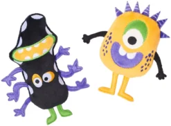 Frisco Friendly Monsters Plush Squeaky Dog Toy, 2 count