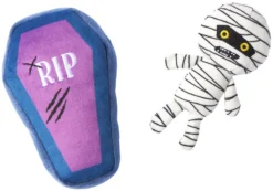 Frisco Halloween Mummy & Coffin Plush Squeaky Dog Toy, 2 count