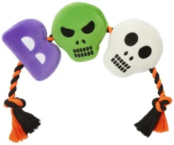 Frisco Halloween Boo! Plush with Rope Squeaky Dog Toy